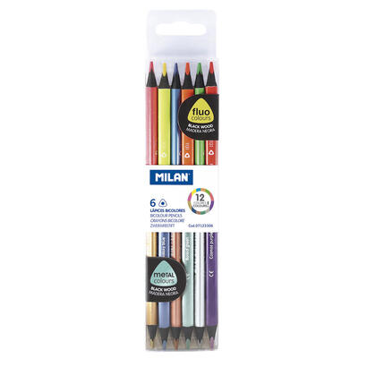 pack-de-3-unidades-caja-con-6-lapices-bicolor-triangulares-madera-negra-colores-fluo-metalizados-milan