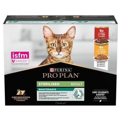 purina-comida-humeda-para-gatos-pro-plan-sterilised-beef-and-chicken-multipack-10x85-g