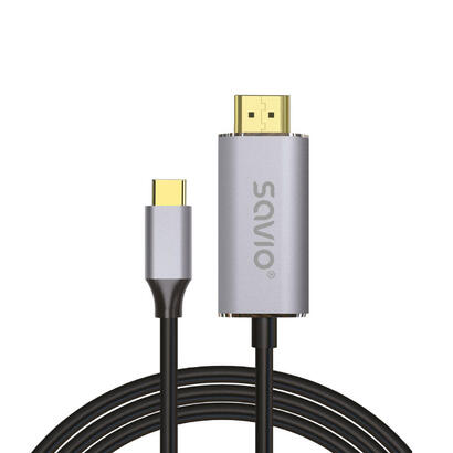 cable-savio-usb-c-a-hdmi-20b-2m-plata-negro