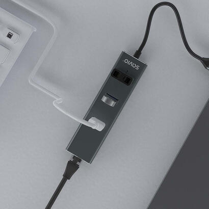 savio-ak-57-usb-c-hub-3-x-usb-a-con-adaptador-rj-45-gigabit-ethernet-5000-mbits-gris