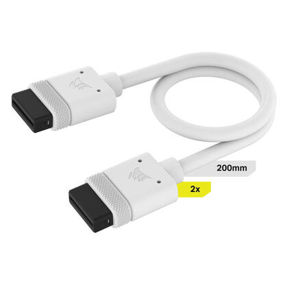 corsair-cl-9011128-ww-cable-icue-link-200-mm-recto-blanco-2-piezas