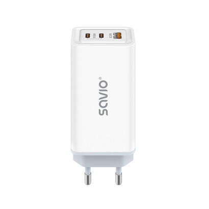 savio-la-07-cargador-de-red-gan-65w-usb-qc40-pd-30-blanco