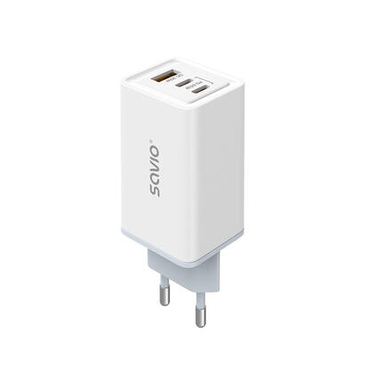 savio-la-07-cargador-de-red-gan-65w-usb-qc40-pd-30-blanco