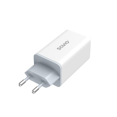 savio-la-07-cargador-de-red-gan-65w-usb-qc40-pd-30-blanco