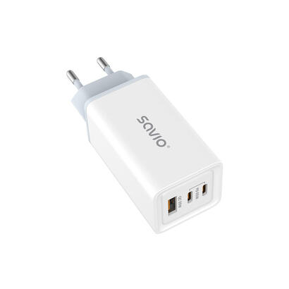 savio-la-07-cargador-de-red-gan-65w-usb-qc40-pd-30-blanco