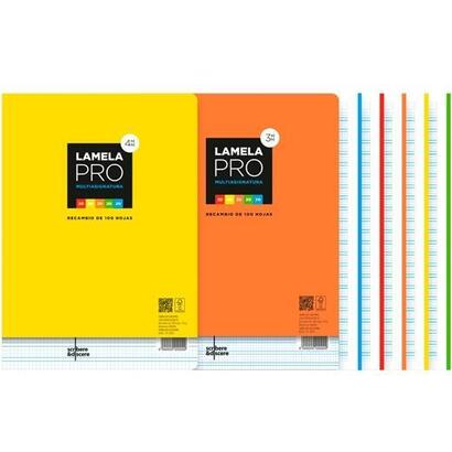 pack-de-5-unidades-lamela-recambio-pro-4-taladros-100h-a4-90gr-cuadrovia-3mm-multiasignaturas-5-colores