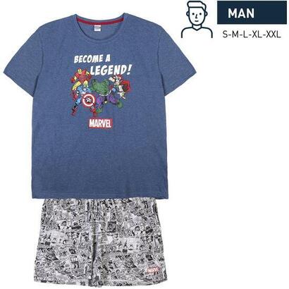 pijama-corto-single-jersey-punto-marvel-gray-talla-l