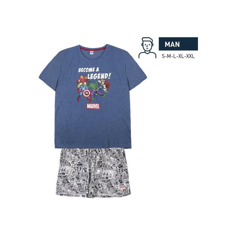 pijama-corto-single-jersey-punto-marvel-gray-talla-l