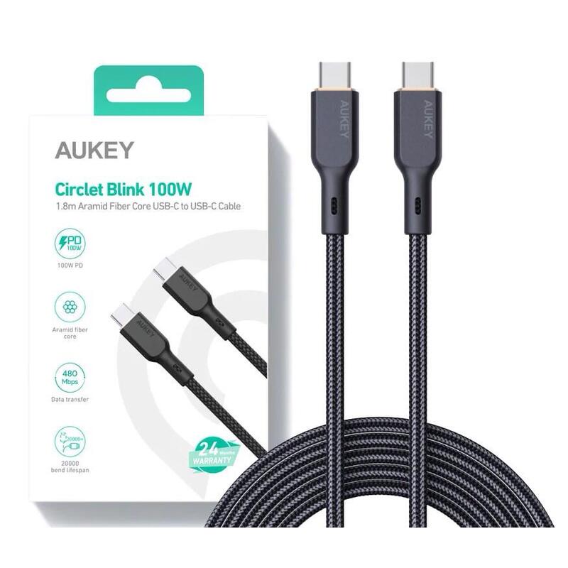 aukey-cb-kcc102-cable-usb-c-type-c-power-delivery-pd-100w-5a-18m-kevlar-negro