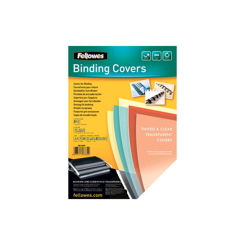 fellowes-pack-de-100-portadas-para-encuadernar-de-pvc-a4-240-micras-acabado-de-calidad-transparente