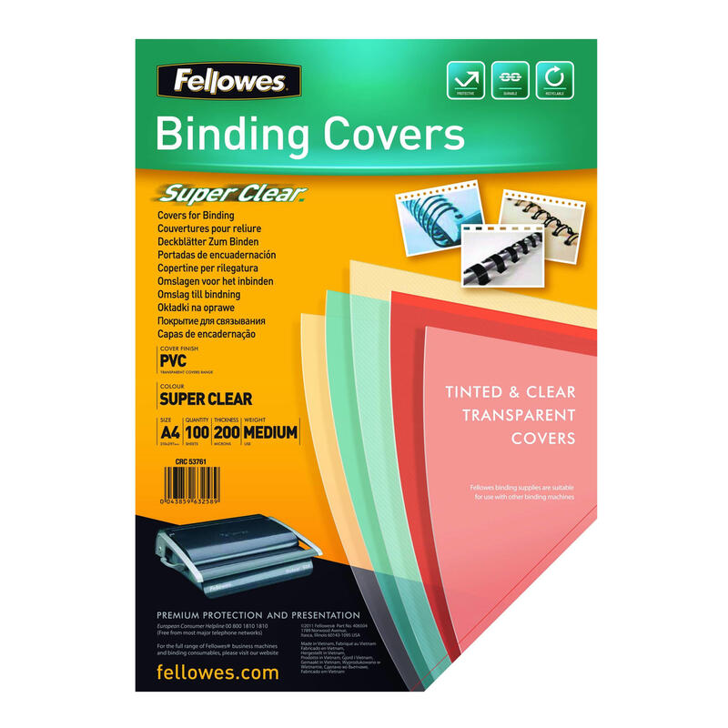 fellowes-pack-de-100-portadas-para-encuadernar-de-pvc-a4-150-micras-muy-resistentes-transparente