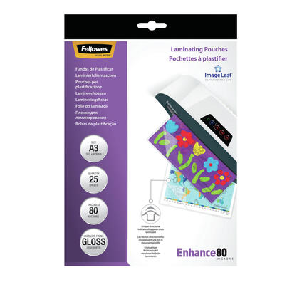 fellowes-pack-de-25-fundas-para-plastificar-brillo-a3-80-micras-alta-calidad-transparente