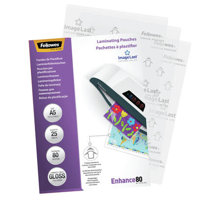 fellowes-pack-de-25-fundas-para-plastificar-brillo-a5-80-micras-alta-calidad-transparente