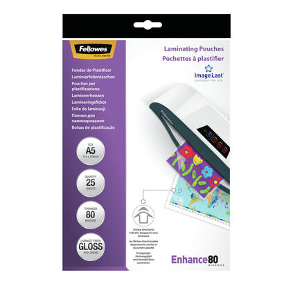 fellowes-pack-de-25-fundas-para-plastificar-brillo-a5-80-micras-alta-calidad-transparente