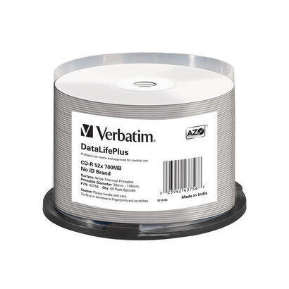verbatim-cd-r-80-700mb-52x-white-wide-thermal-printable-50-discos