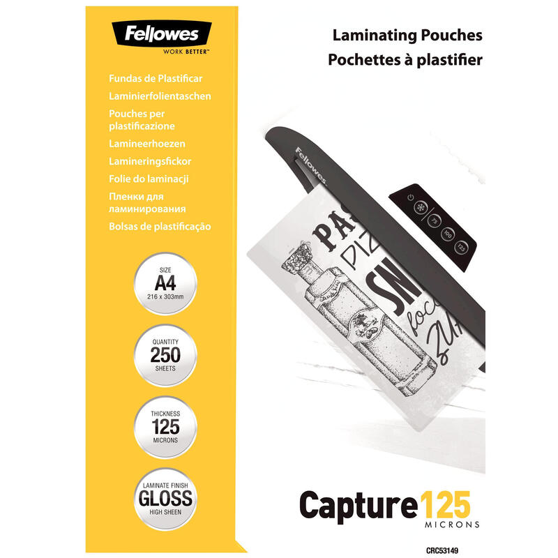 fellowes-laminierfolie-capture-a4-125mikron-glanzend-250p