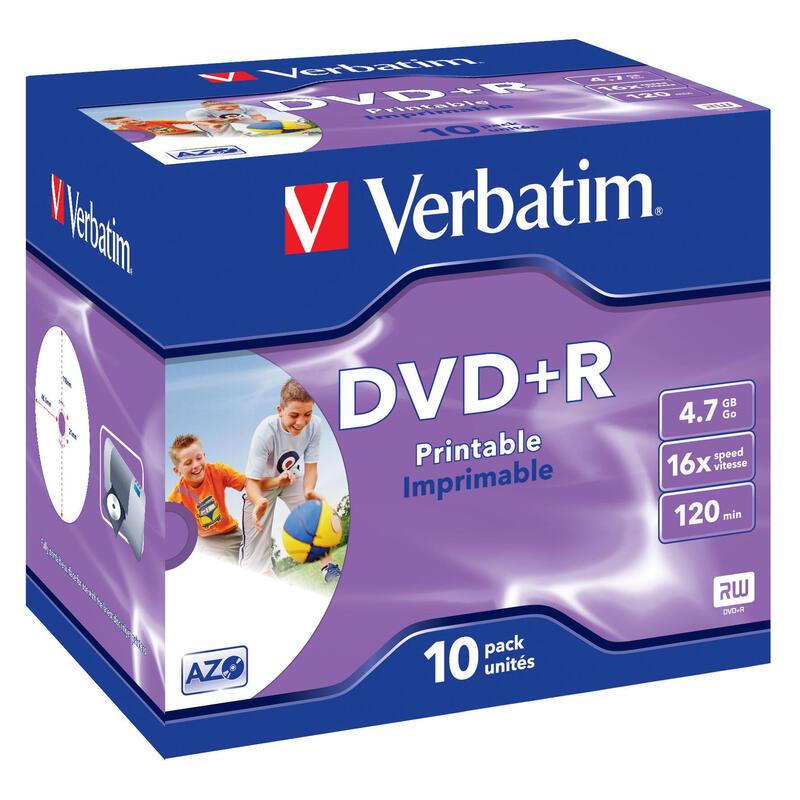 verbatim-dvdr-47gb-16x-10-pack-branded-jewel-case-superficie-wide-inkjet-printable