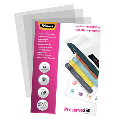 fellowes-a4-glossy-250-micron-laminating-pouch-100-pack