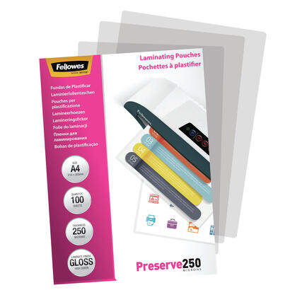 fellowes-a4-glossy-250-micron-laminating-pouch-100-pack