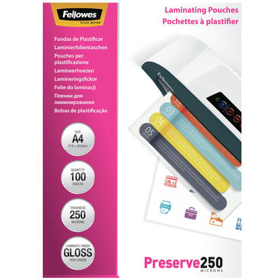 fellowes-a4-glossy-250-micron-laminating-pouch-100-pack