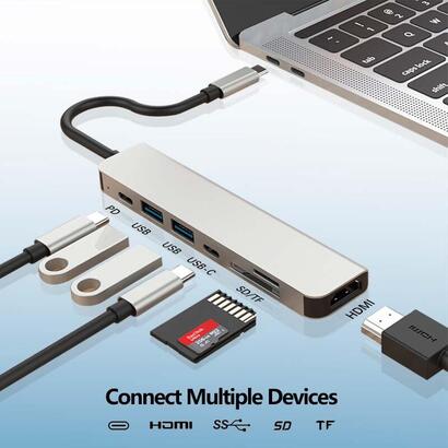 hub-usb-c-7-en-1-con-hdmi-2x-usb-30-usb-c-usb-c-pd-sdtf