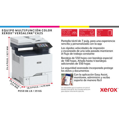 xerox-versalink-c625dn-impresora-multifuncion-grisazul-usb-lan-escanear-copiar-fax-c625vdn