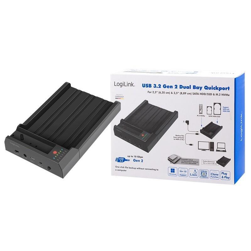 hdd-dockingstation-logilink-quickport-usb-32-gen-2-2-port-fur-sata-hddssd-und-m2-nvme-ssd-qp0031