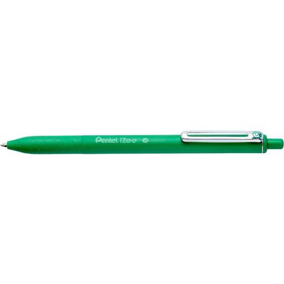 pack-de-12-unidades-pentel-izee-boligrafo-de-bola-retractil-punta-07mm-trazo-035mm-clip-de-metal-color-verde