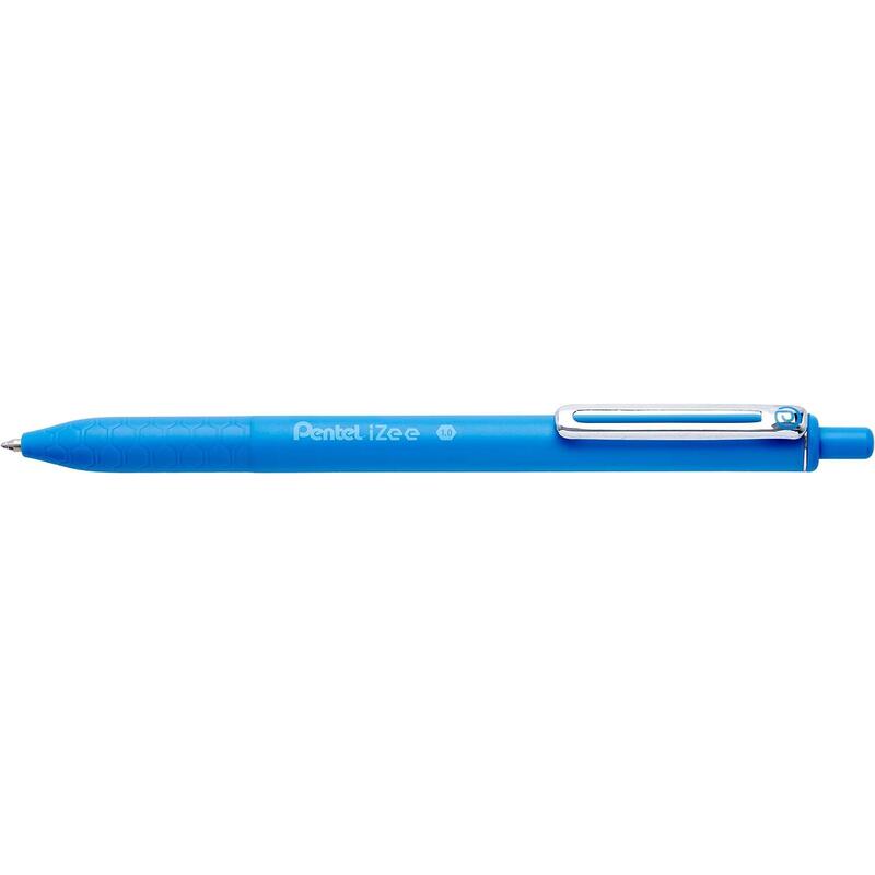 pack-de-12-unidades-pentel-izee-boligrafo-de-bola-retractil-punta-07mm-trazo-035mm-clip-de-metal-color-azul