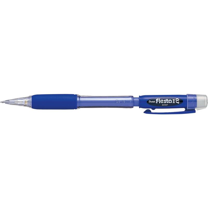 pack-de-12-unidades-pentel-fiesta-ii-portaminas-hb-07mm-con-goma-incluye-2-recargas-grip-de-goma-diseno