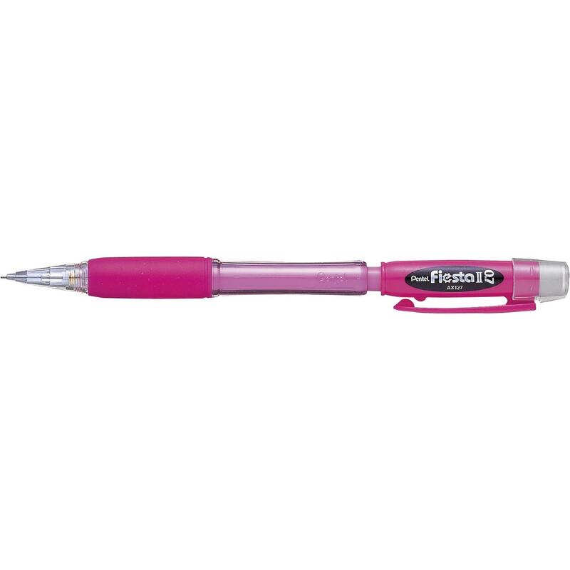 pack-de-12-unidades-pentel-fiesta-ii-portaminas-hb-07mm-con-goma-incluye-2-recargas-grip-de-goma-diseno