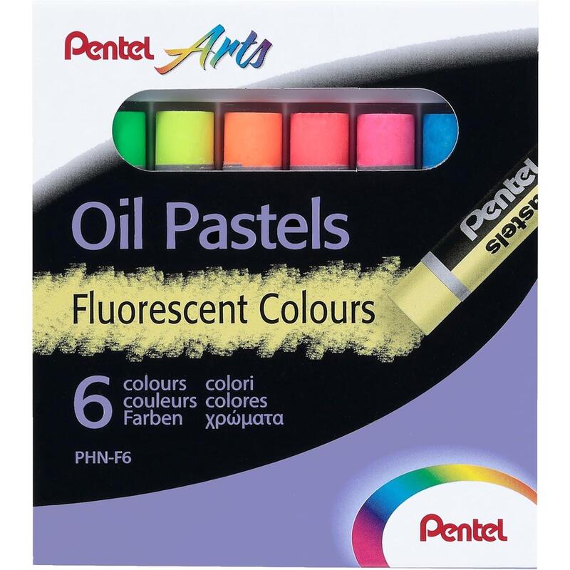 pentel-oil-pastels-pack-de-6-pasteles-oleo-fluorescentes-blandos-cremosos-y-de-secado-lento-colores-fluorescentes