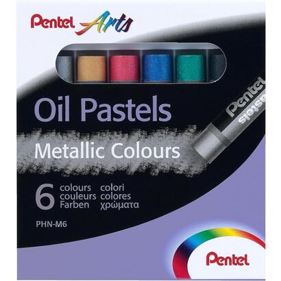 pentel-oil-pastels-pack-de-6-pasteles-oleo-metalicos-blandos-cremosos-y-de-secado-lento-colores-metalicos-surtidos
