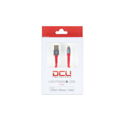 dcu-cable-rojo-conector-en-gris-usb-a-lightning-20-cm