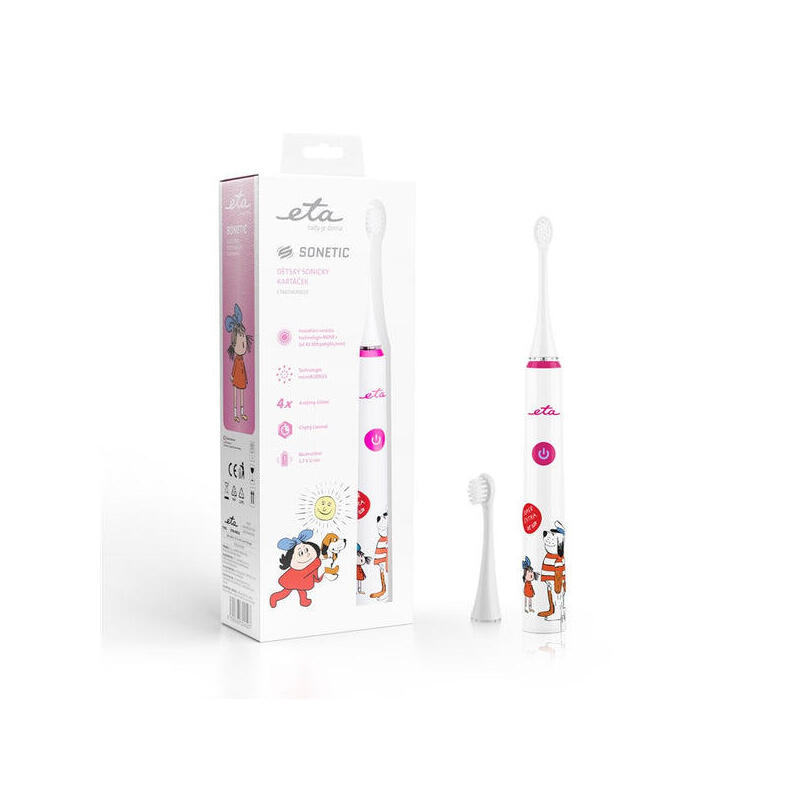 eta-eta070690010-cepillo-dental-sonetic-kids-4-modos-2-cabezales-incluidos-rosa-blanco