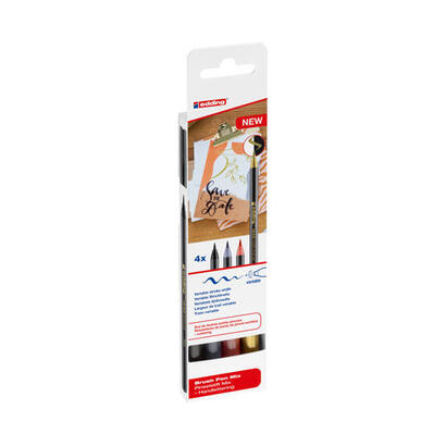 edding-1340-brush-pack-de-4-rotuladores-punta-pincel-flexible-trazo-1-3mm-tinta-con-base-de-agua-colores-oro