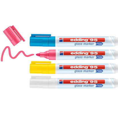 edding-95-pack-de-4-rotuladores-de-tiza-liquida-punta-redonda-trazo-15-3mm-colores-negro-naranja-rosa-y-azul