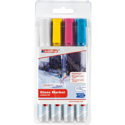 edding-95-pack-de-4-rotuladores-de-tiza-liquida-punta-redonda-trazo-15-3mm-colores-negro-naranja-rosa-y-azul