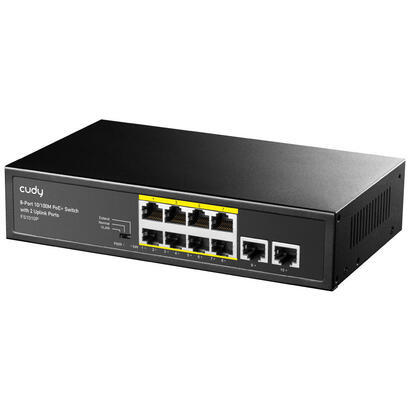 cudy-fs1010p-switch-fast-ethernet-10100-energia-sobre-ethernet-poe-negro