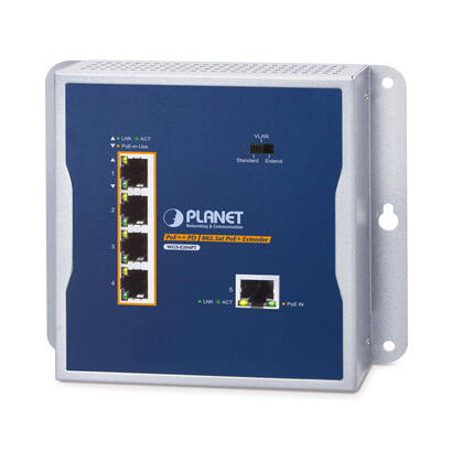 planet-wgs-e304pt-industrial-poe-wall-mounted-extender-1-port-poe-to-4-port-transmisor-y-receptor-de-red-azul