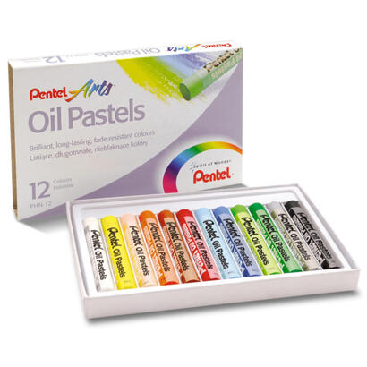 pentel-oil-pastels-pack-de-12-pasteles-oleo-blandos-cremosos-y-de-secado-lento-colores-surtidos