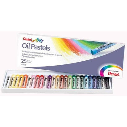 pentel-oil-pastels-pack-de-25-pasteles-oleo-blandos-cremosos-y-de-secado-lento-colores-surtidos