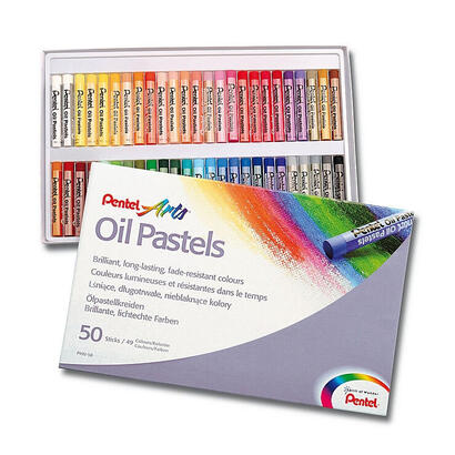 pentel-oil-pastels-pack-de-50-pasteles-oleo-blandos-cremosos-y-de-secado-lento-colores-surtidos