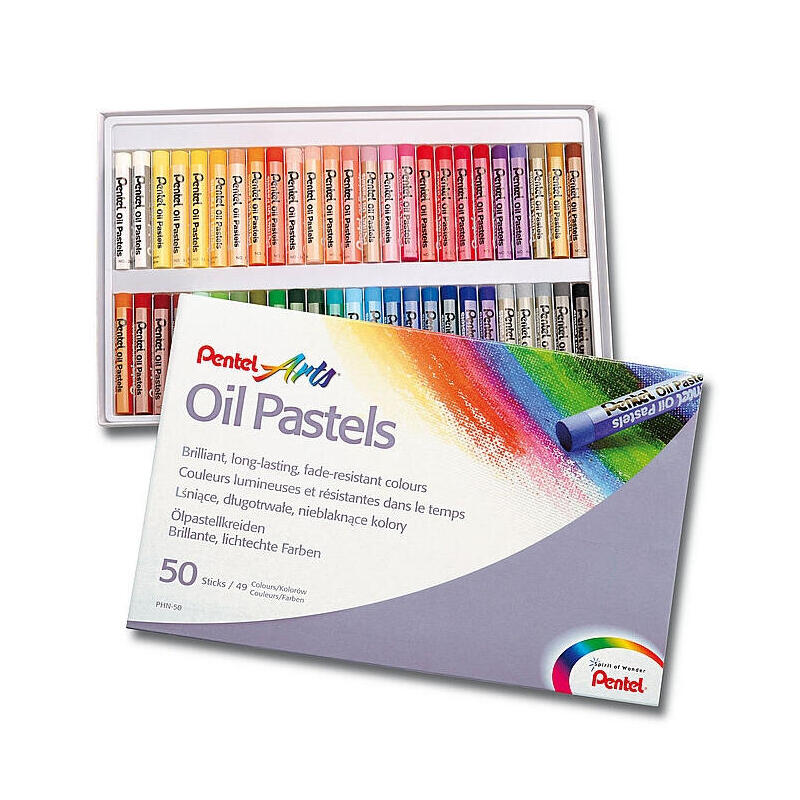 pentel-oil-pastels-pack-de-50-pasteles-oleo-blandos-cremosos-y-de-secado-lento-colores-surtidos