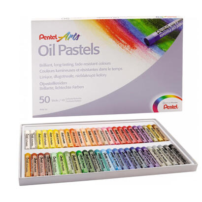 pentel-oil-pastels-pack-de-50-pasteles-oleo-blandos-cremosos-y-de-secado-lento-colores-surtidos