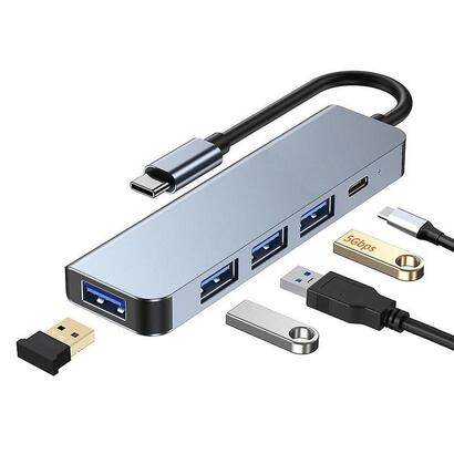hub-usb-2301t-5-en-1-usb-tipo-cusb-30-plata