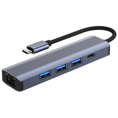 hub-usb-byl-2302-5-en-1-usb-tipo-cusb-30tipo-c-100wrj45-gris