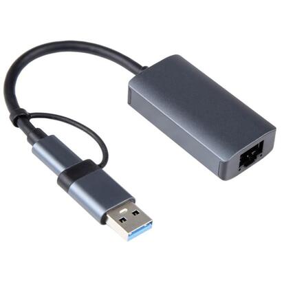 adaptador-byl-2207-2-en-1-usb-30tipo-c-a-rj45-gris