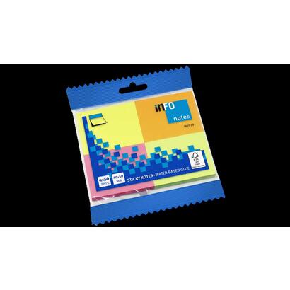 global-notes-info-brillant-pack-de-4-blocs-de-50-notas-adhesivas-50-x-40mm-certificacion-fsc-colores-amarillo