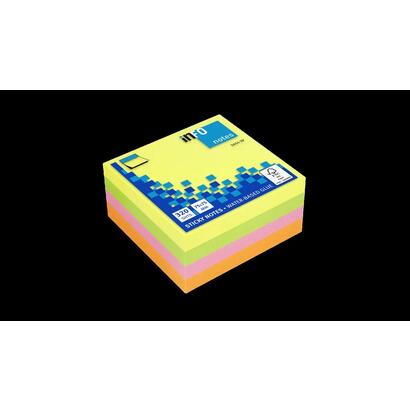 global-notes-info-cubo-de-320-notas-adhesivas-75-x-75mm-certificacion-fsc-colores-amarillo-naranja-rosa-y-verde